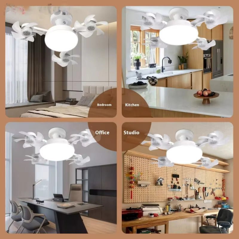 Drone Fan Integrated Light with E27 Screw Creative 3/4/5 Head Remote-Controlled - Image 4