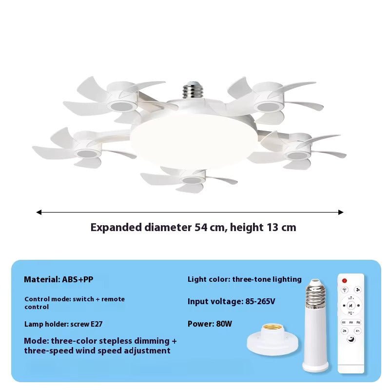 Drone Fan Integrated Light with E27 Screw Creative 3/4/5 Head Remote-Controlled - Image 9